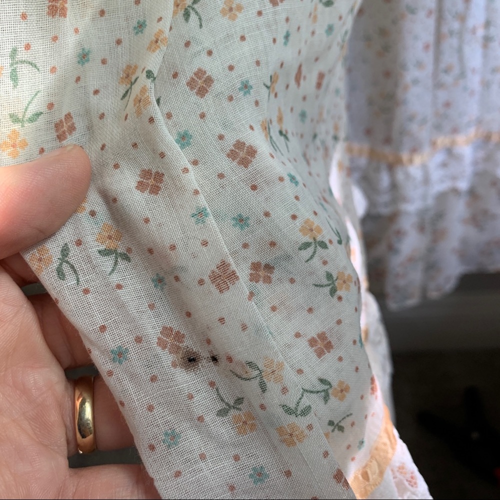Vintage 1970s Gunne Sax Floral Print Corset Bodice Cottagecore Maxi Dress XS/S - Picture 8 of 14